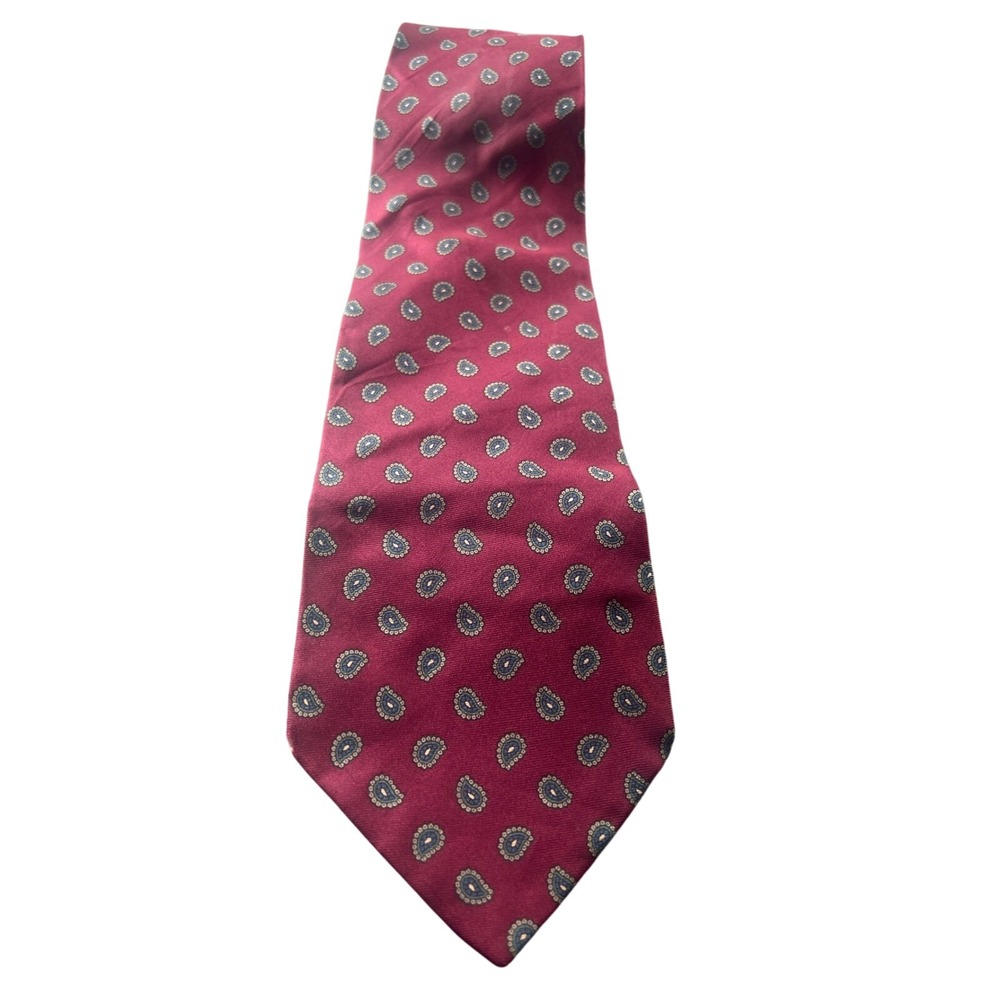 Enrico Guccini 100 Percent Silk Burgundy‎ Paisley Hand Fashioned Italy Neck Tie